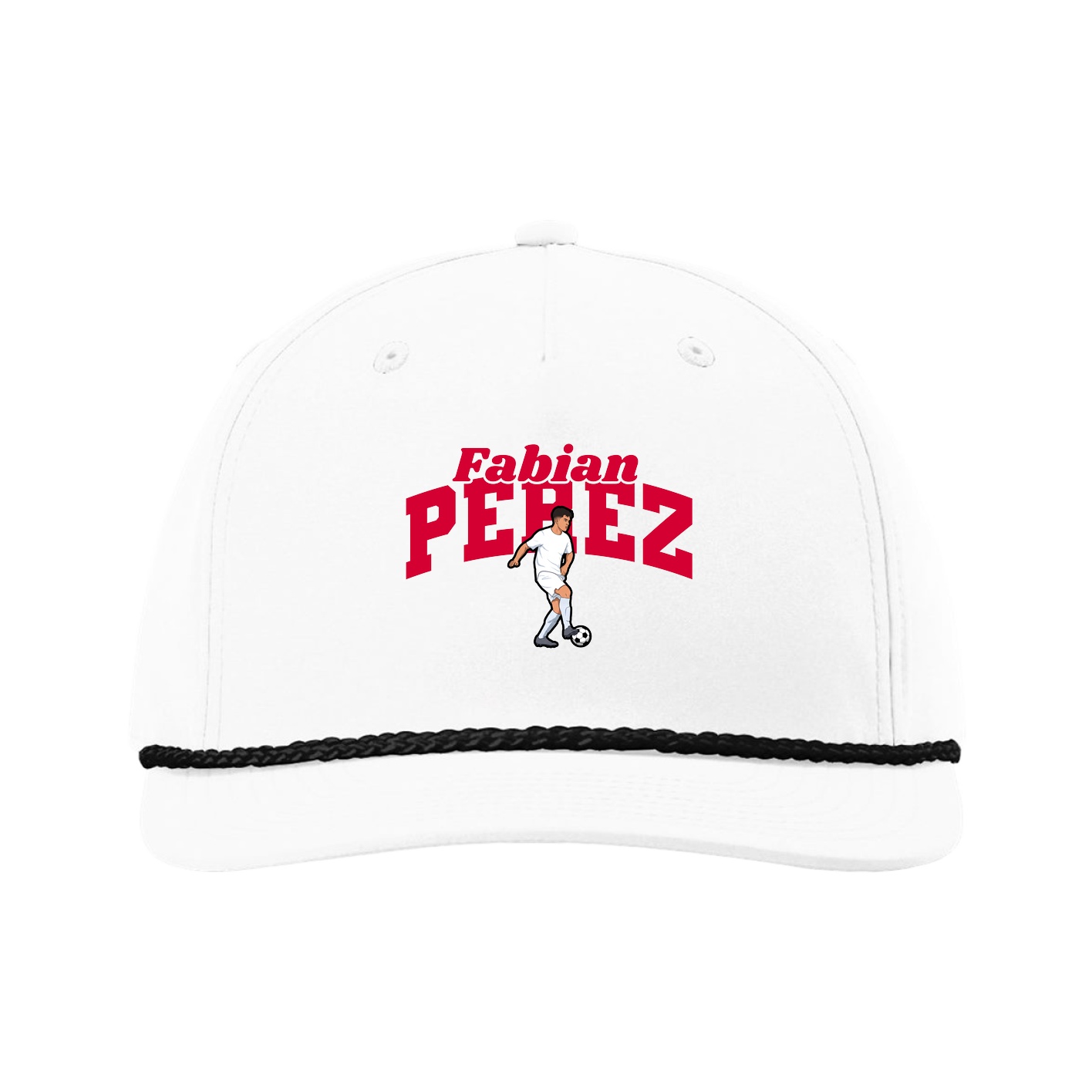 Five-Panel Classic Rope Cap — Signature Arch in White