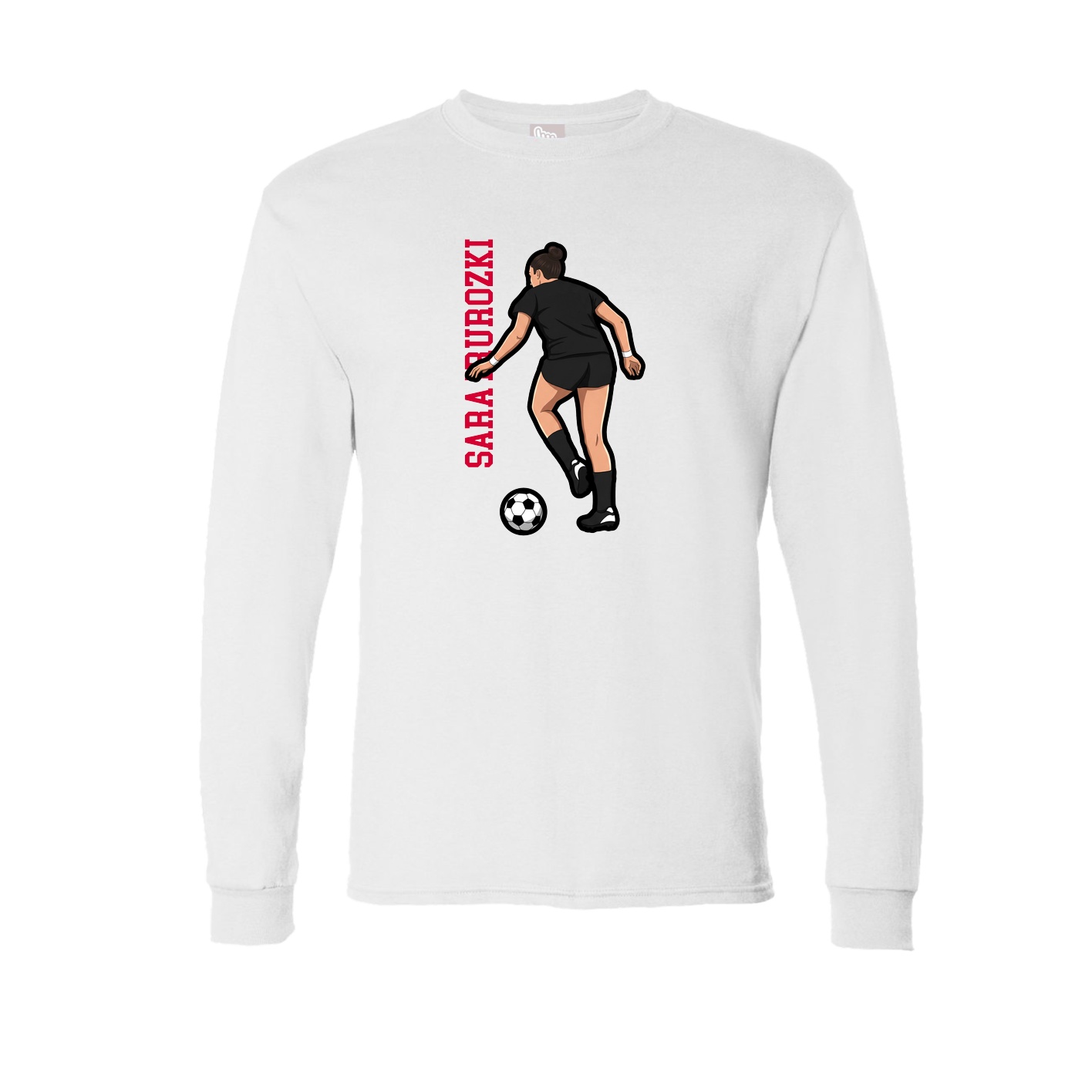 Long Sleeve Tee — Name Vertical in White