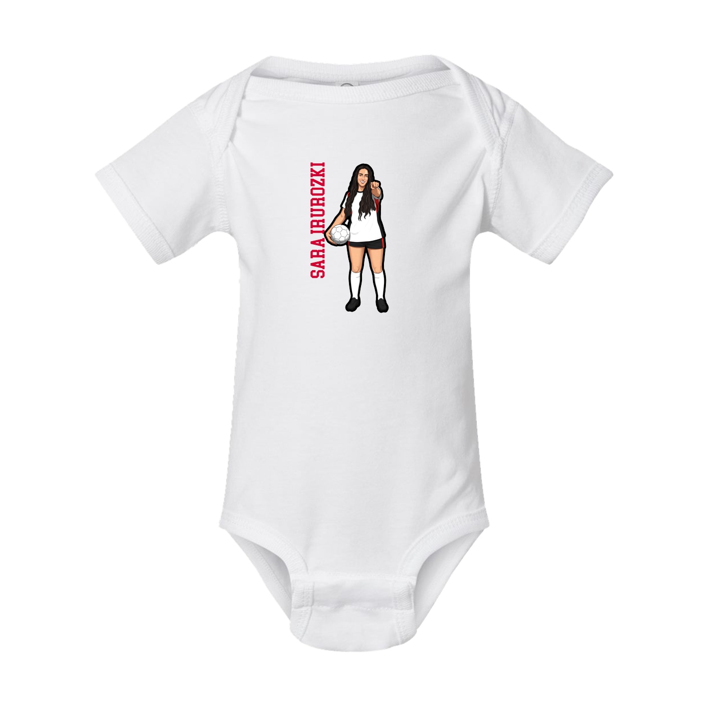 Baby Onesie — Name Vertical in White