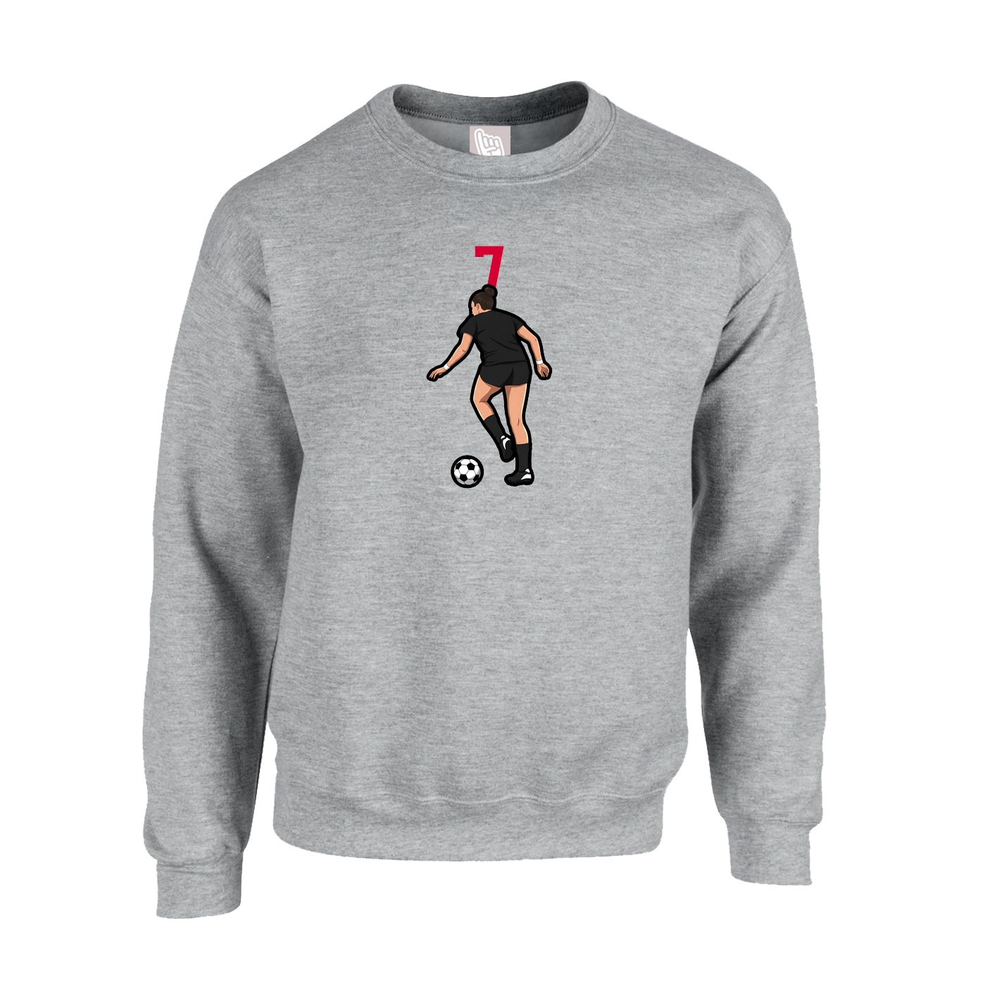 Fleece Crew — Number Top in Grey