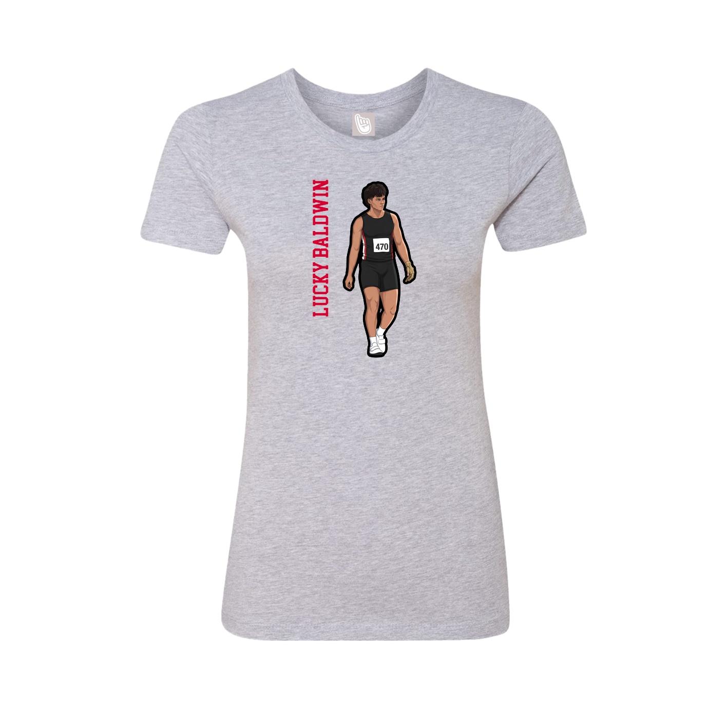 Fitted Women's Tee — Name Vertical in Grey