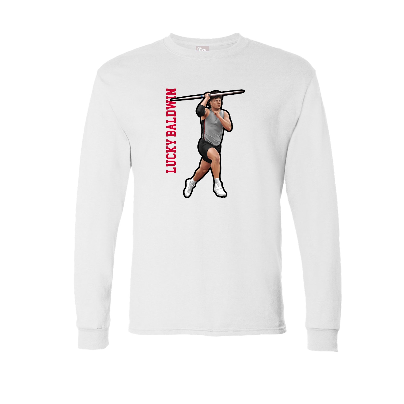 Long Sleeve Tee — Name Vertical in White