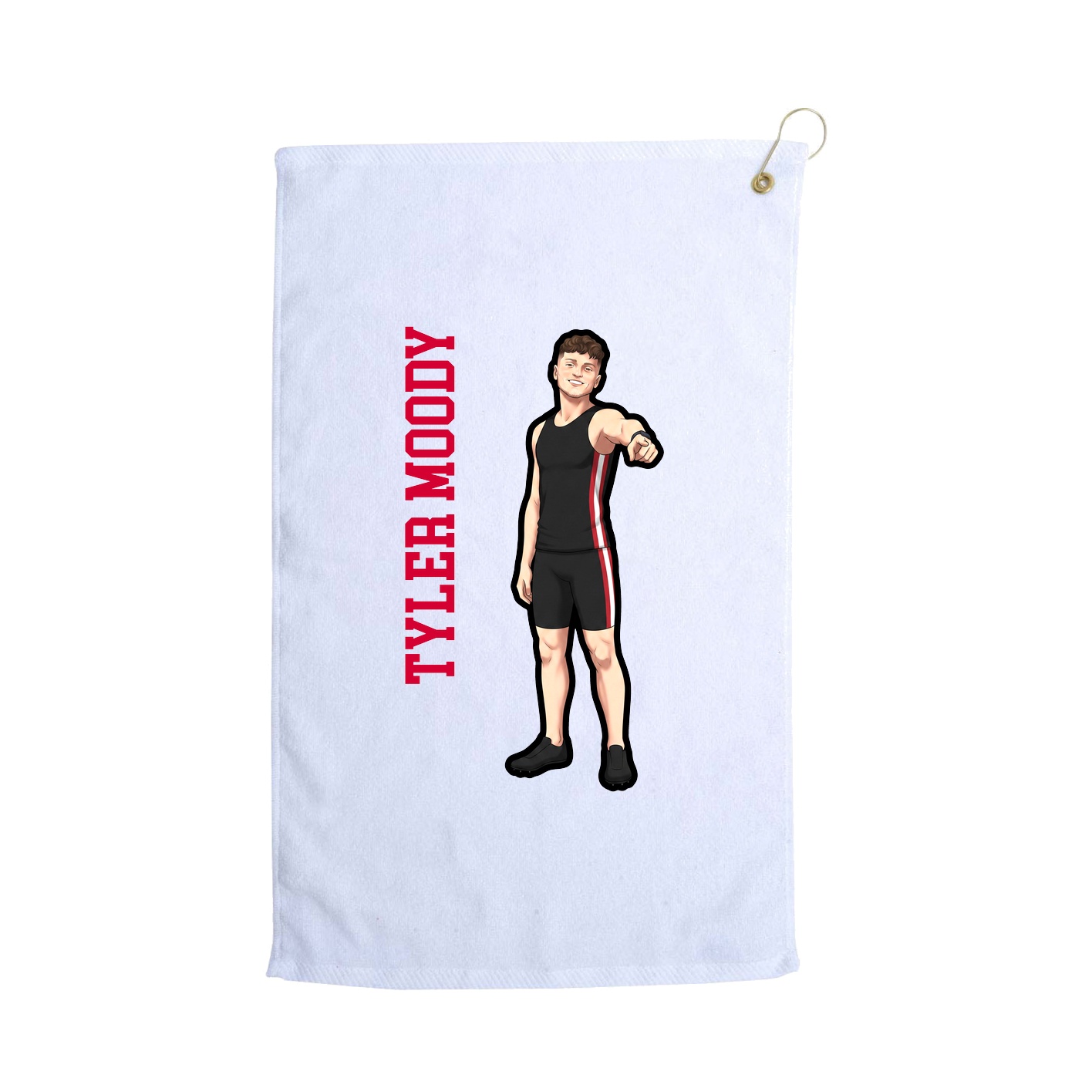 Golf Towel — Name Vertical in White