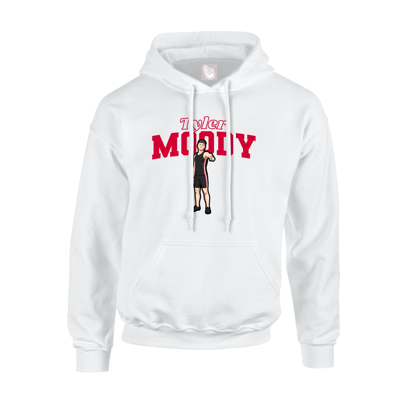 Youth Hoodie — Name Arch in White