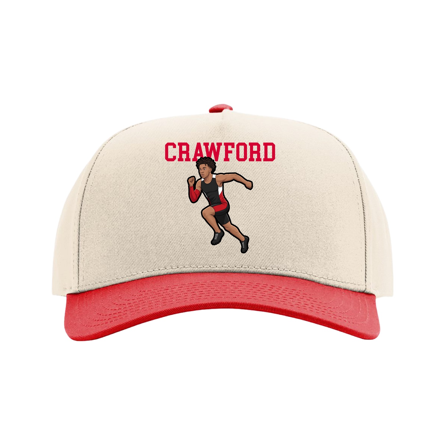 Full Fabric Five-Panel Champ Cap — Shirsey in Cream/Red