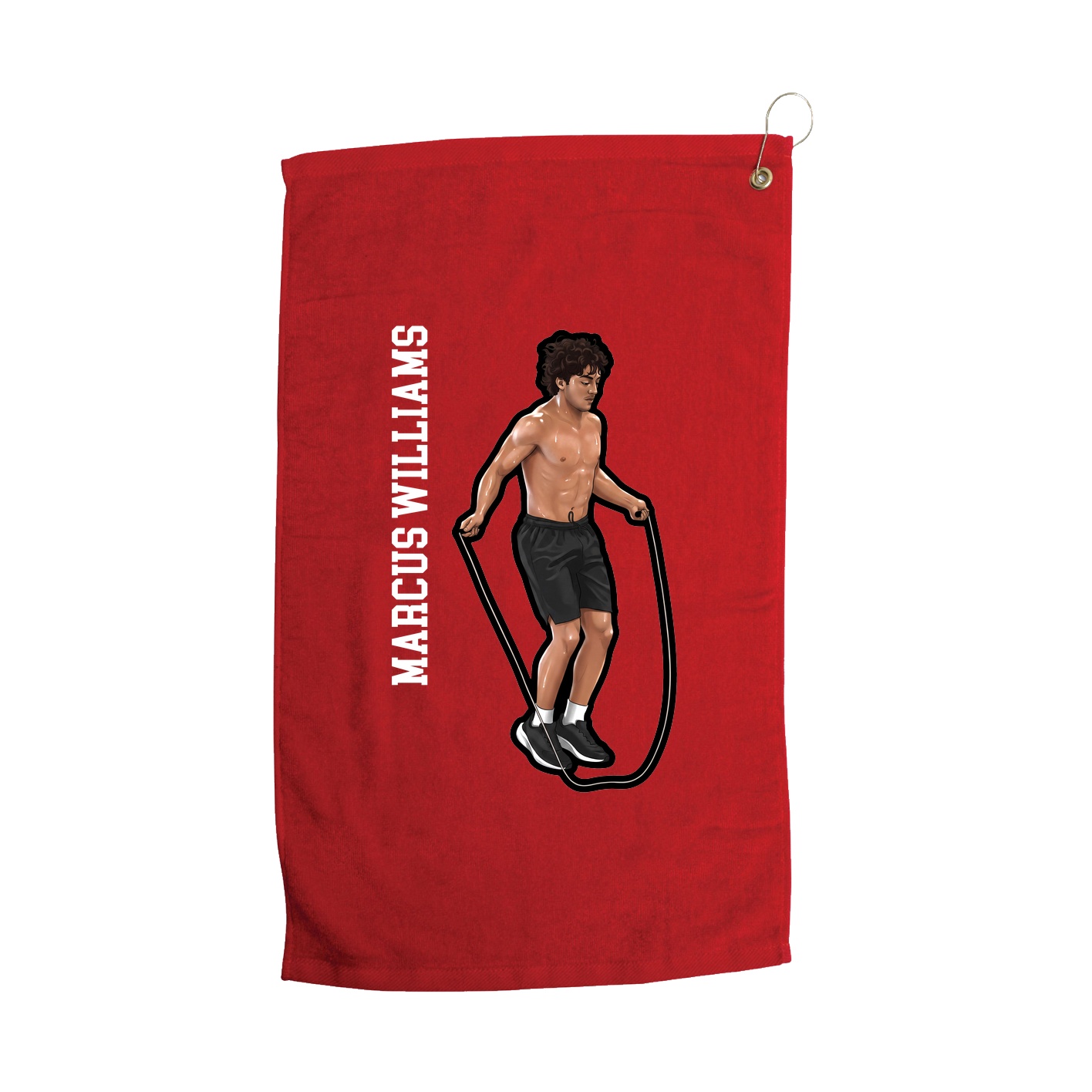 Golf Towel — Name Vertical in Red