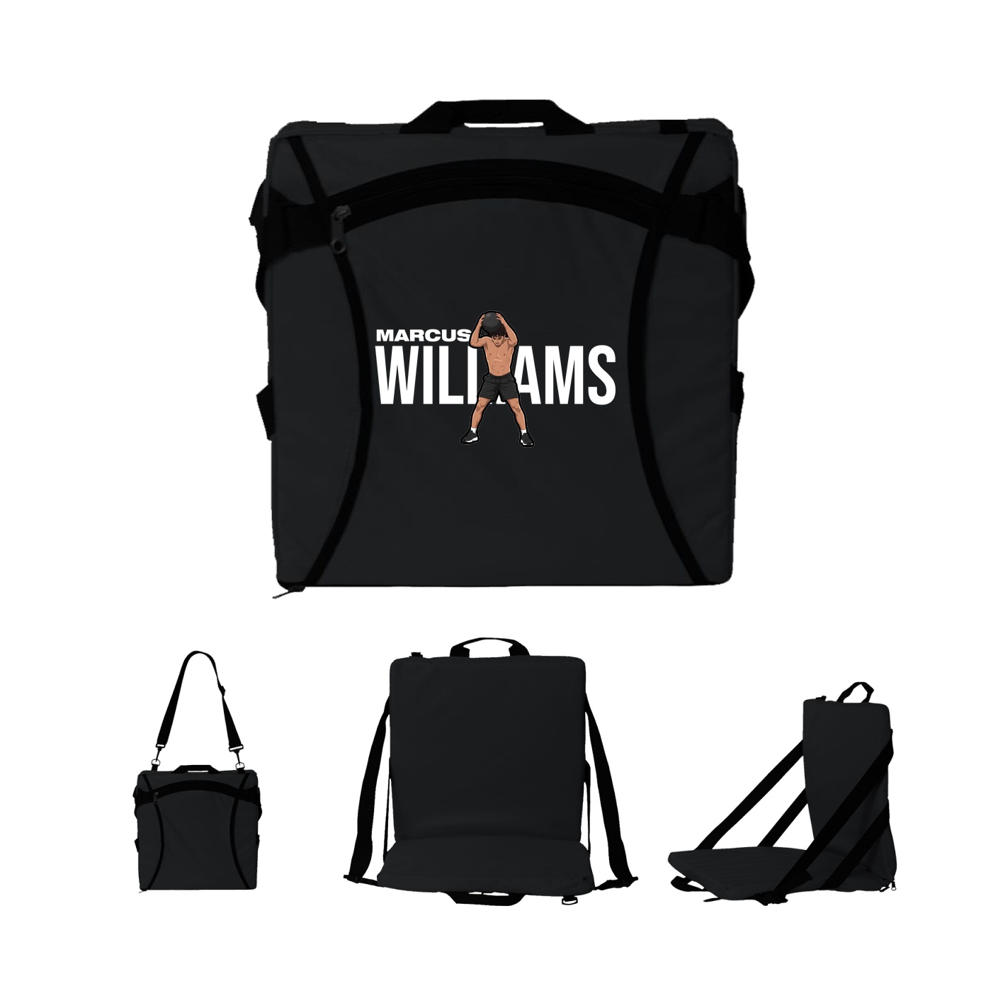 Folding Stadium Seat — Player Name in Black