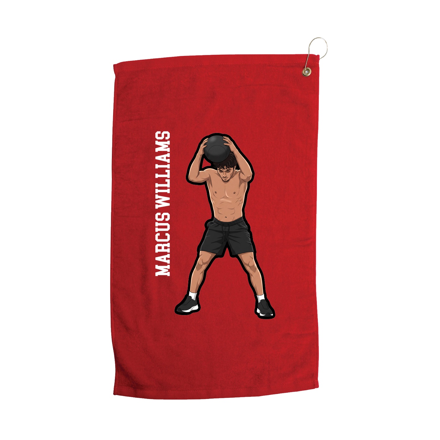 Golf Towel — Name Vertical in Red