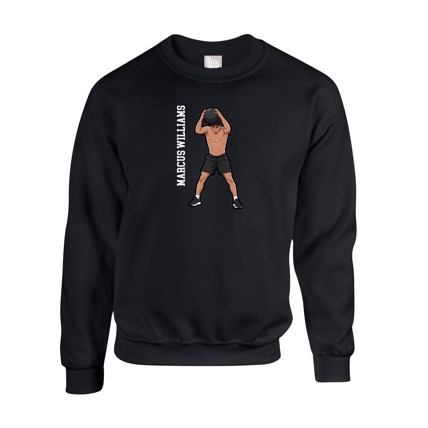 Fleece Crew — Name Vertical in Black