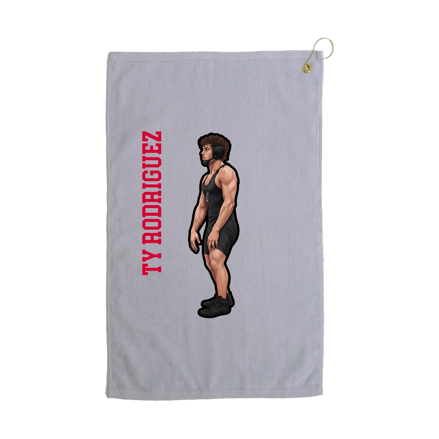 Golf Towel — Name Vertical in Grey