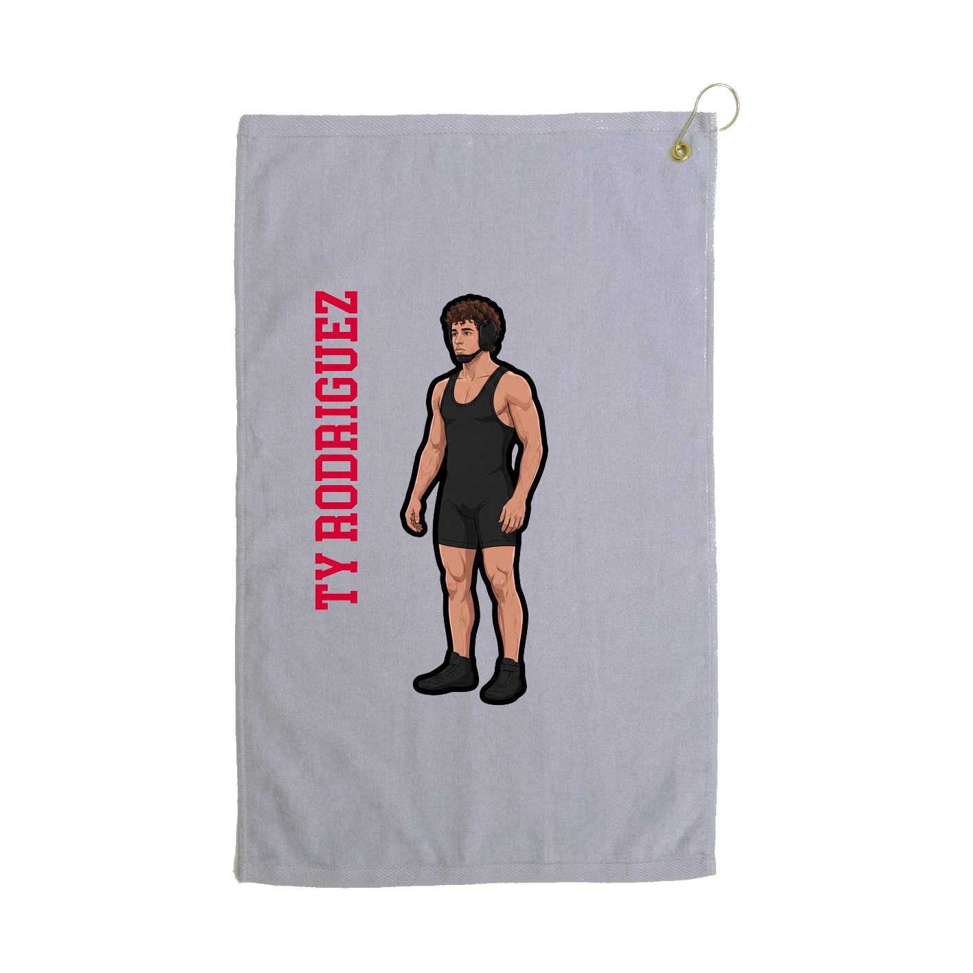 Golf Towel — Name Vertical in Grey