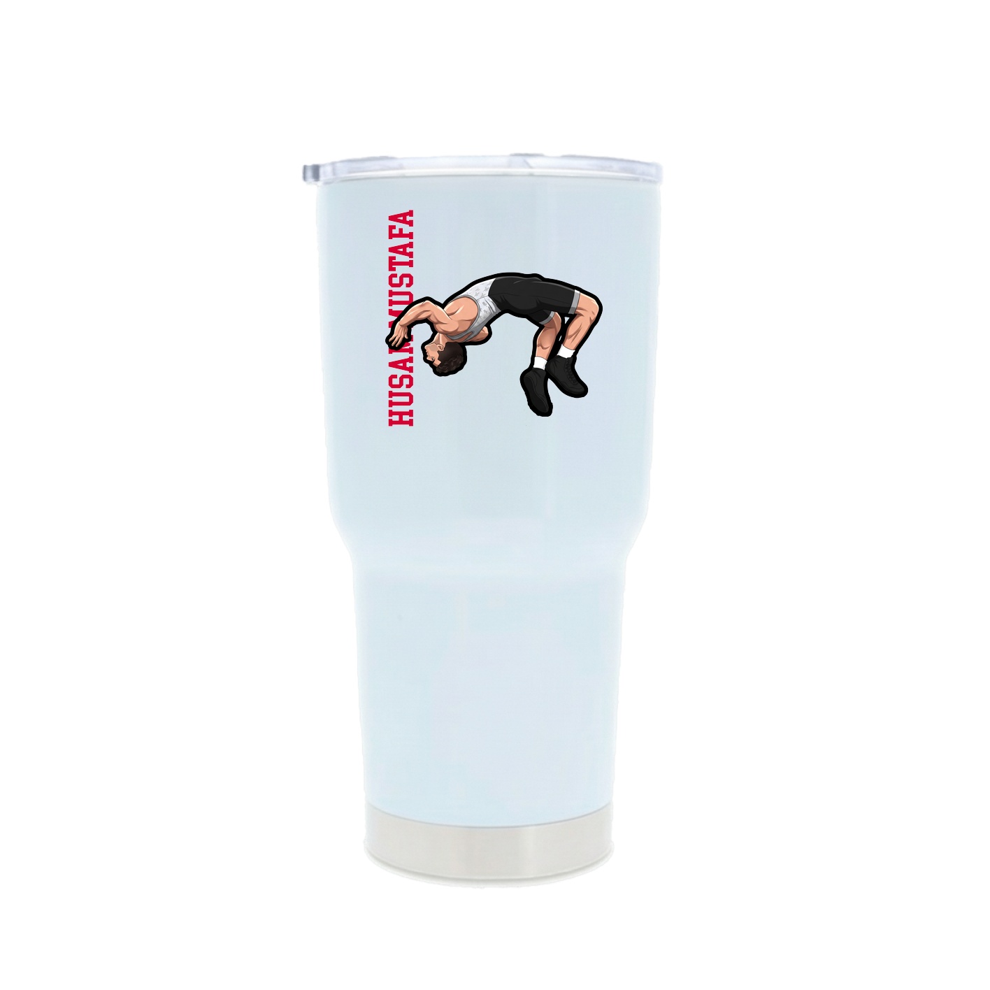 30oz Stainless Steel Tumbler — Name Vertical in White