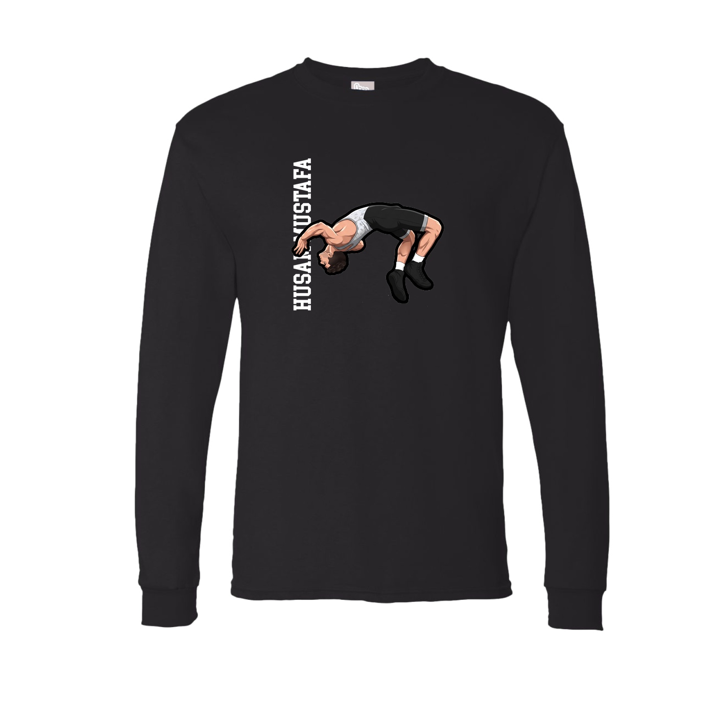 Long Sleeve Tee — Name Vertical in Black
