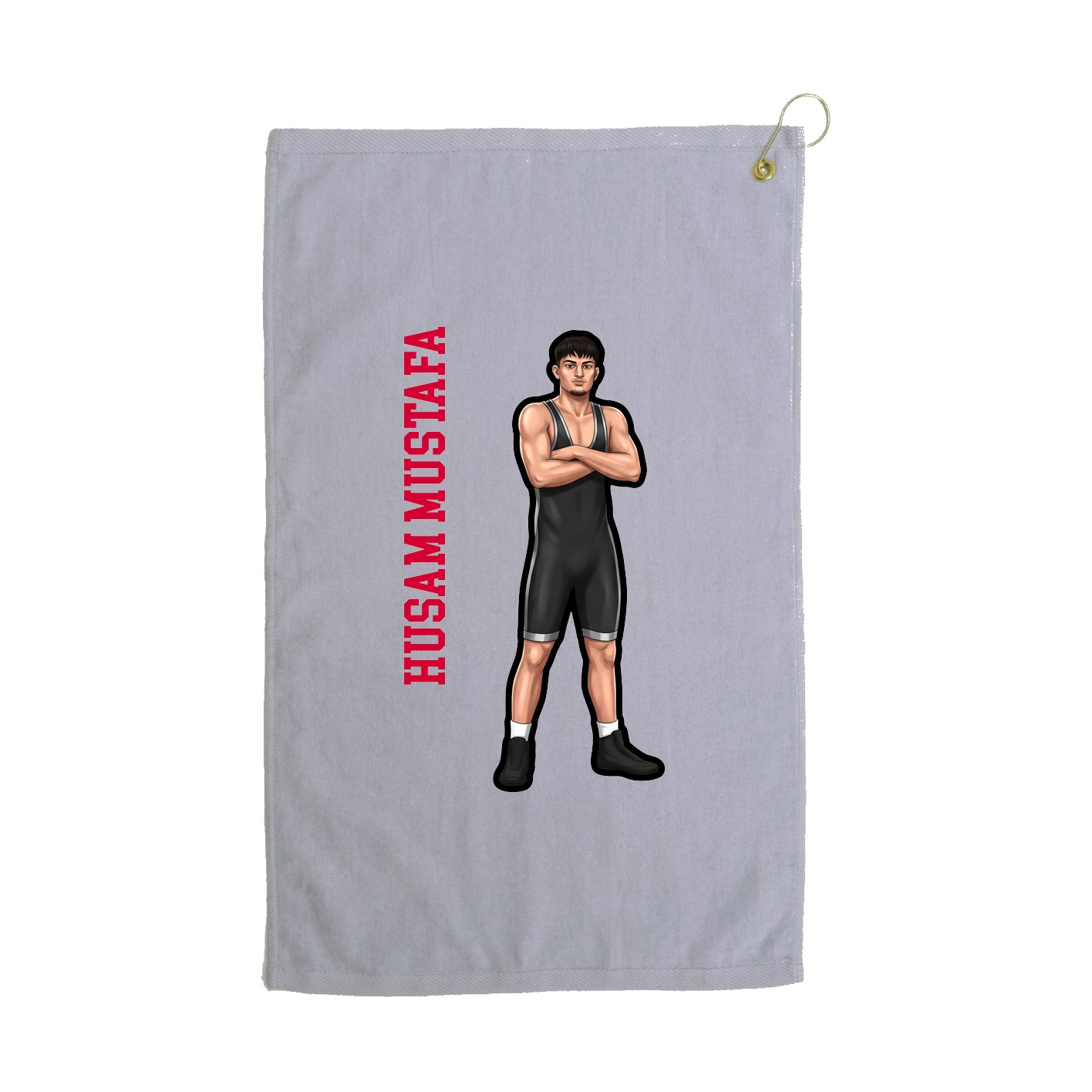 Golf Towel — Name Vertical in Grey