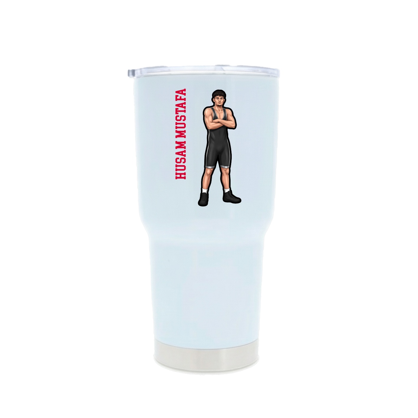 30oz Stainless Steel Tumbler — Name Vertical in White