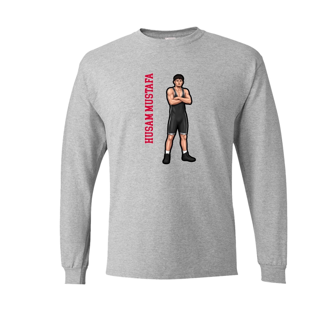 Long Sleeve Tee — Name Vertical in Grey