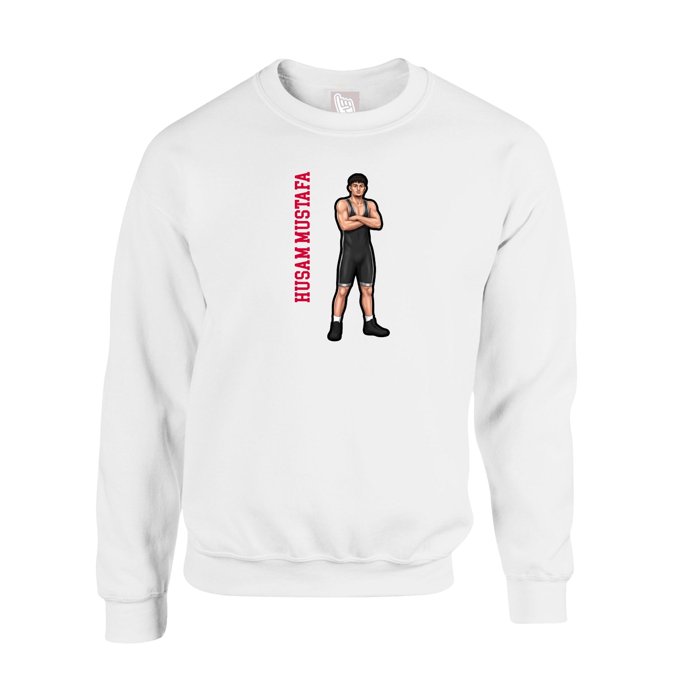 Fleece Crew — Name Vertical in White