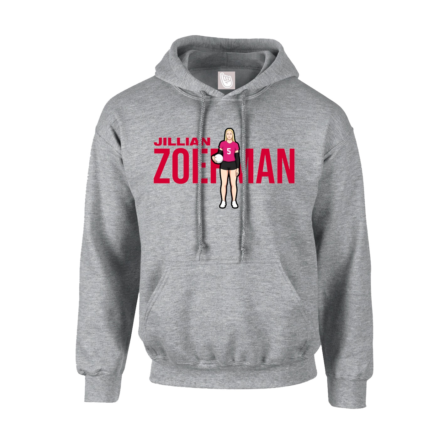 Youth Hoodie — Player Name in Grey