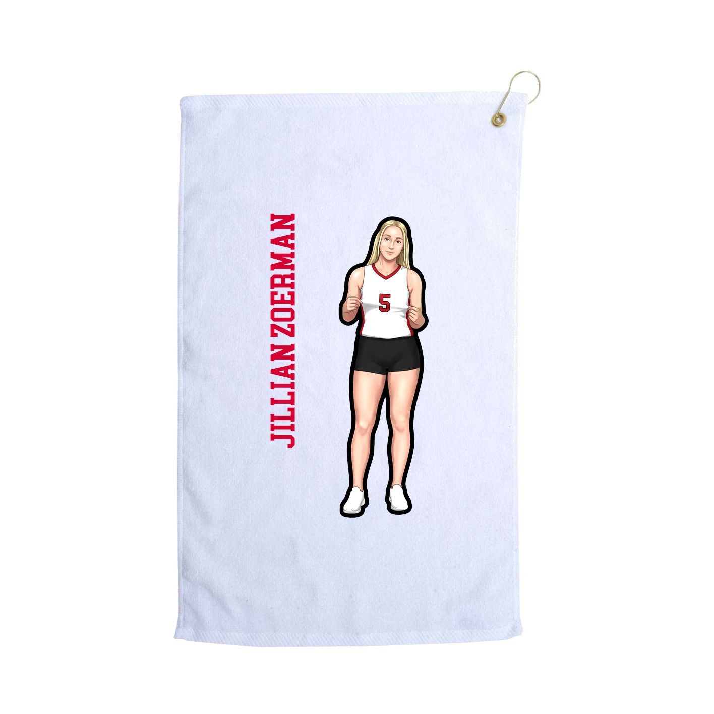 Golf Towel — Name Vertical in White
