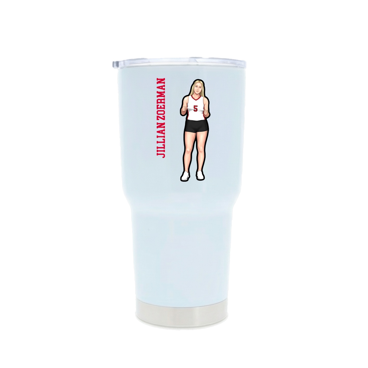 30oz Stainless Steel Tumbler — Name Vertical in White