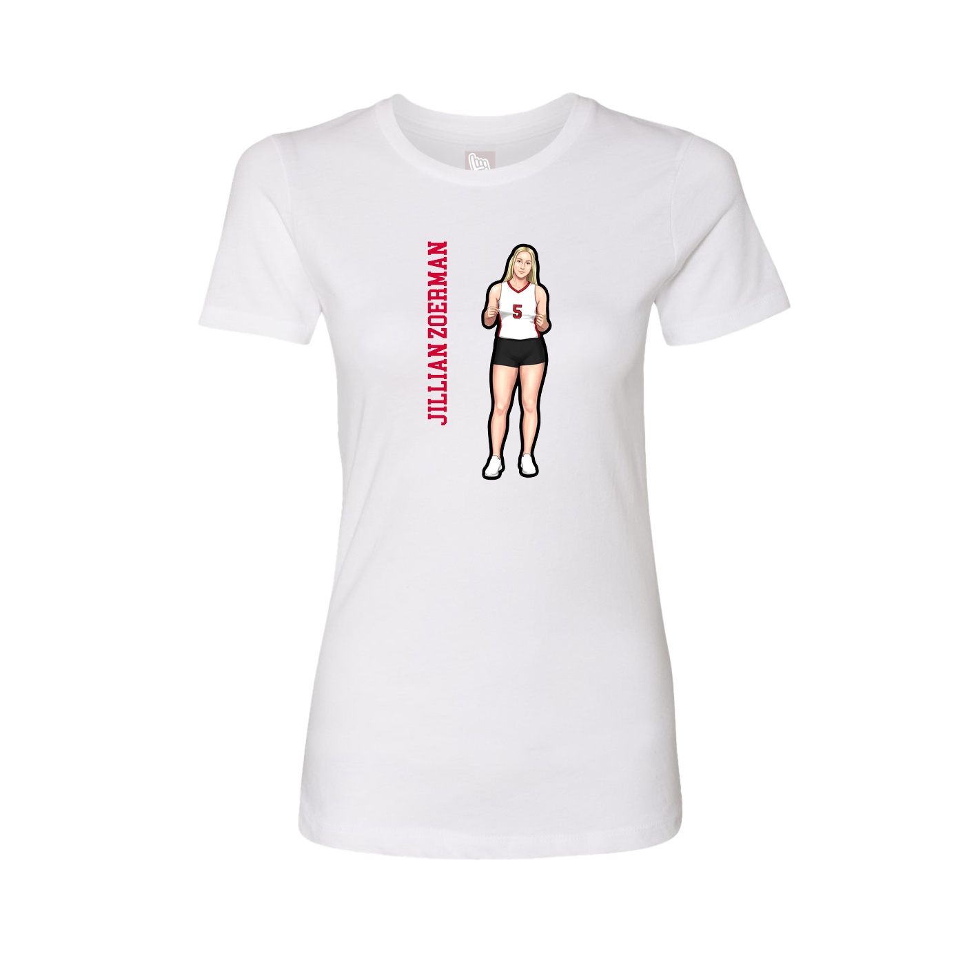 Fitted Women's Tee — Name Vertical in White