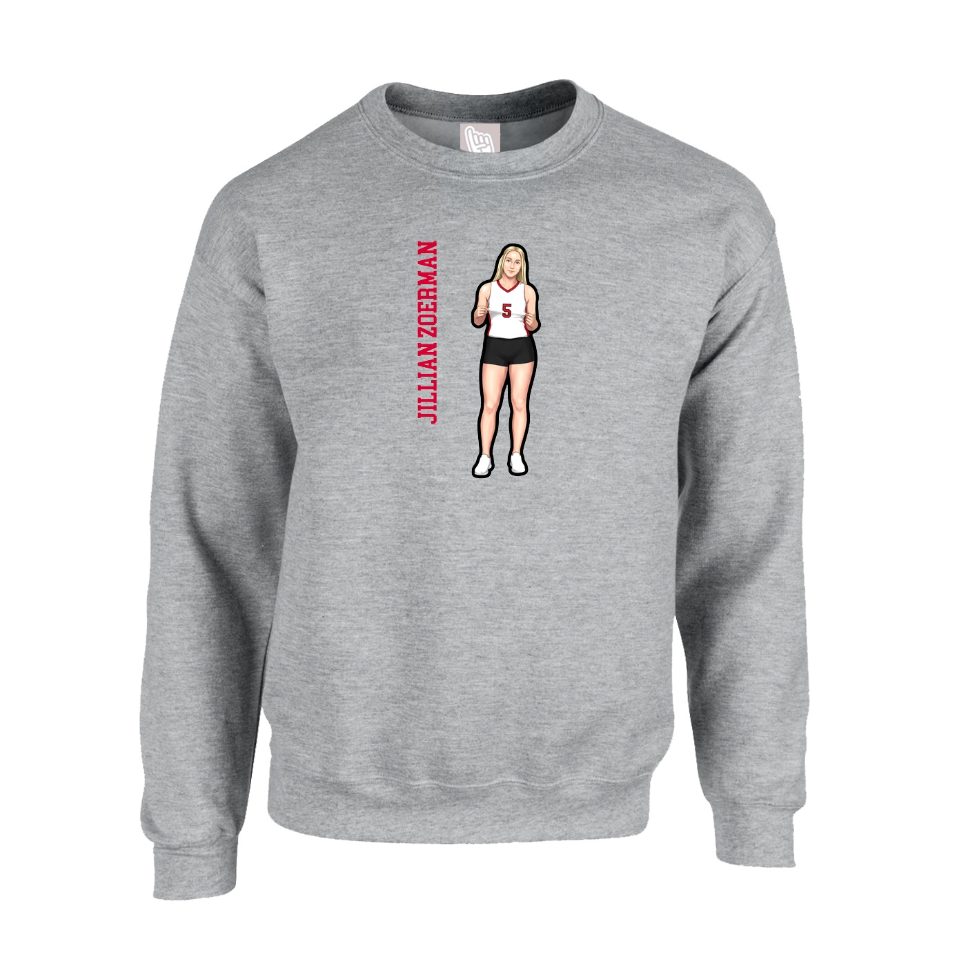 Fleece Crew — Name Vertical in Grey