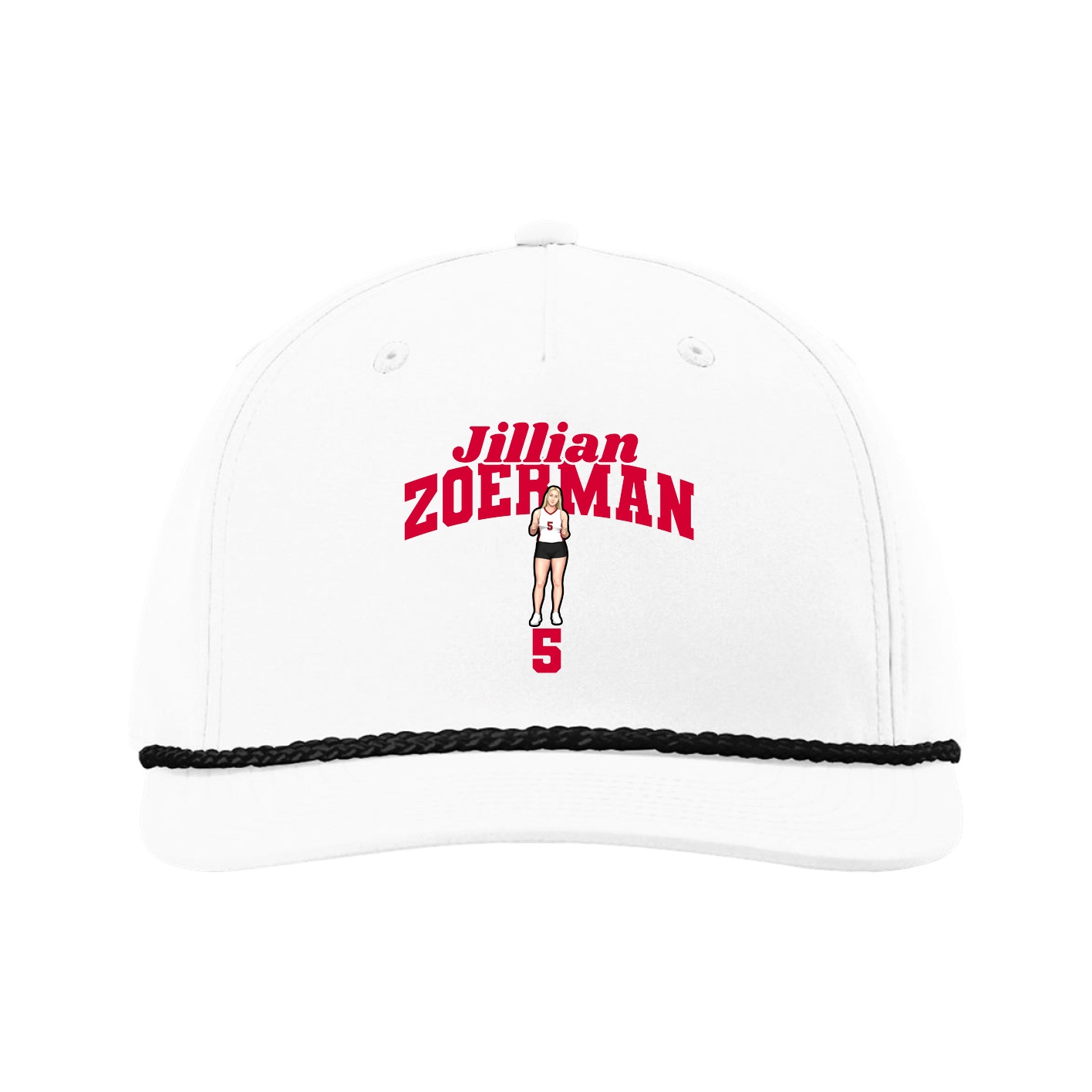 Five-Panel Classic Rope Cap — Signature Arch in White