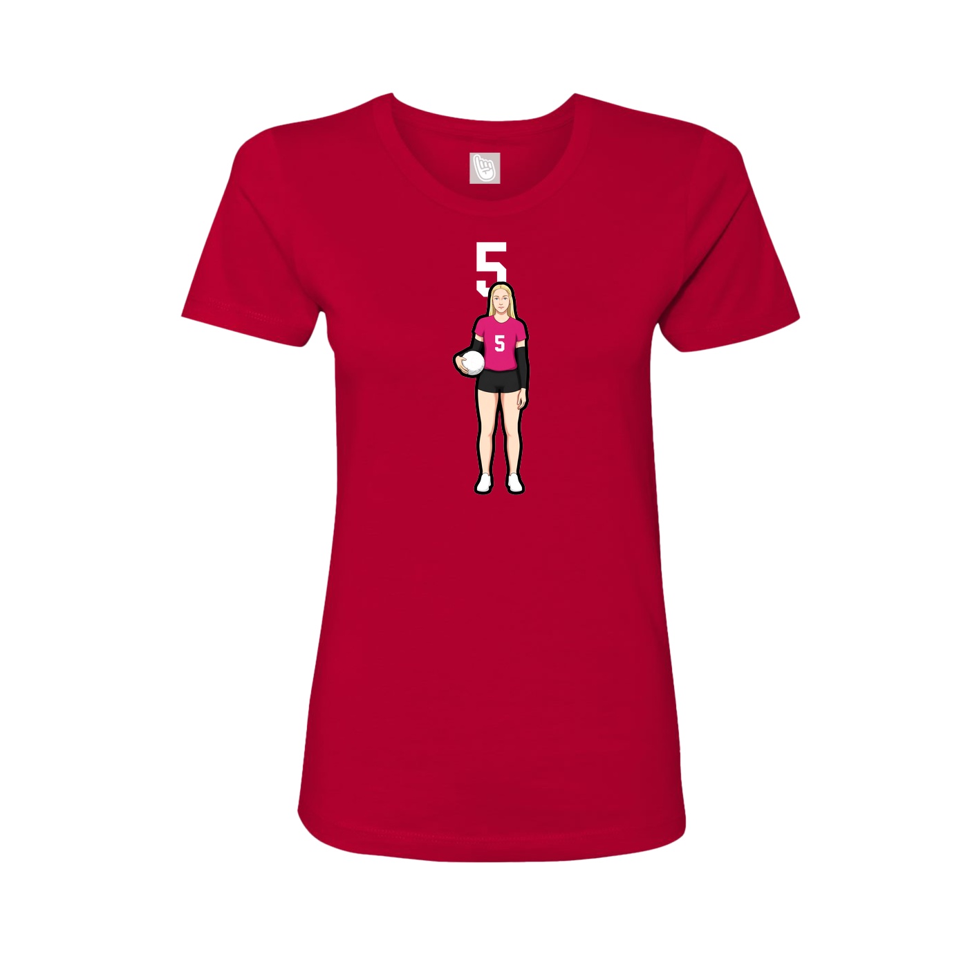 Fitted Women's Tee — Number Top in Red