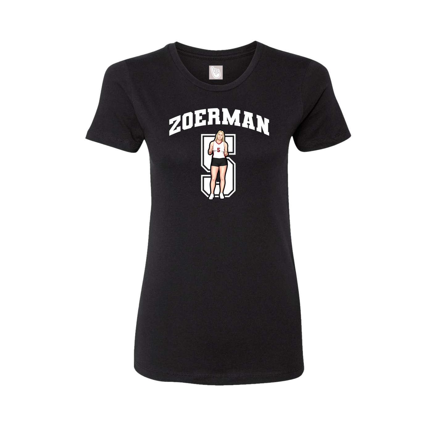 Fitted Women's Tee — Number in Black