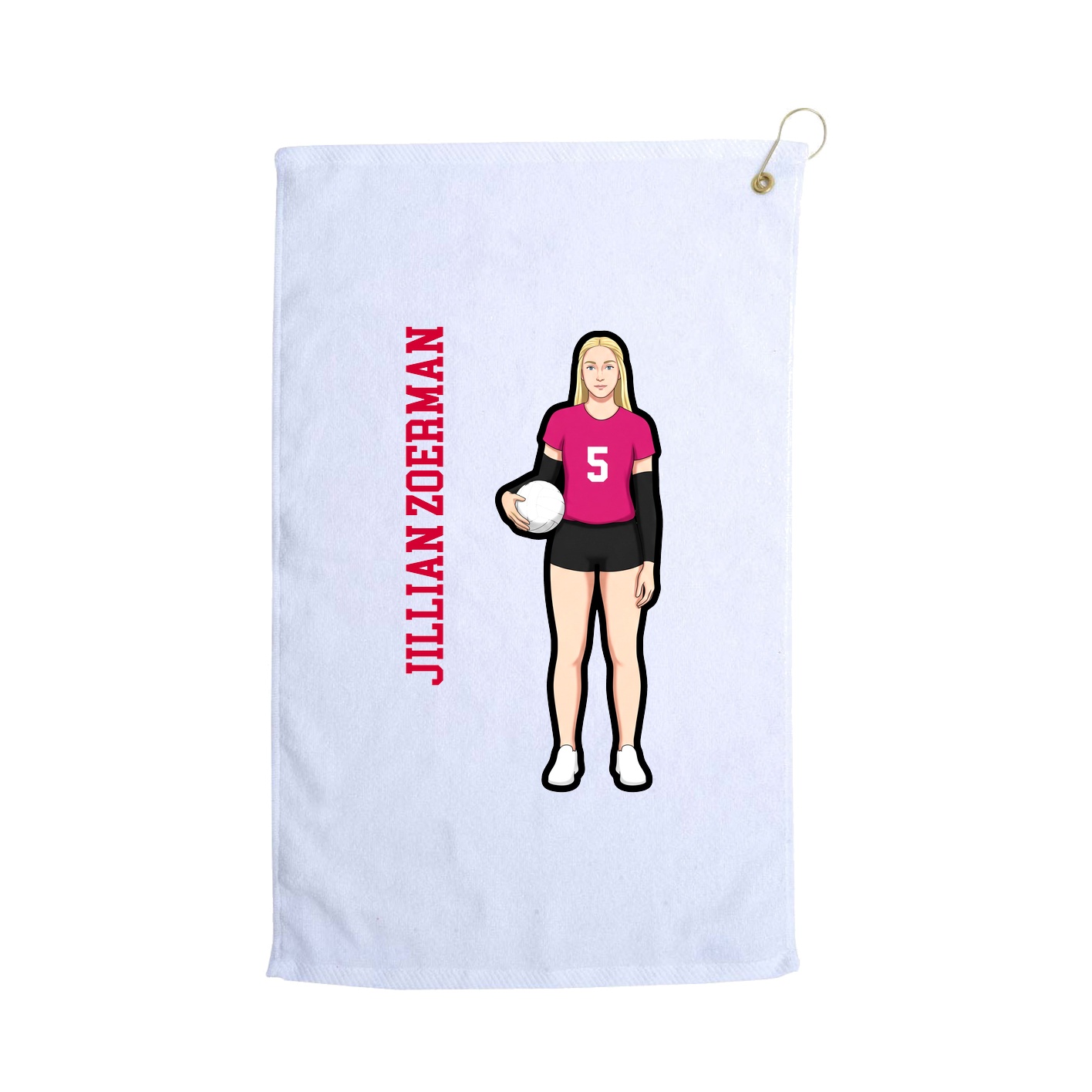 Golf Towel — Name Vertical in White