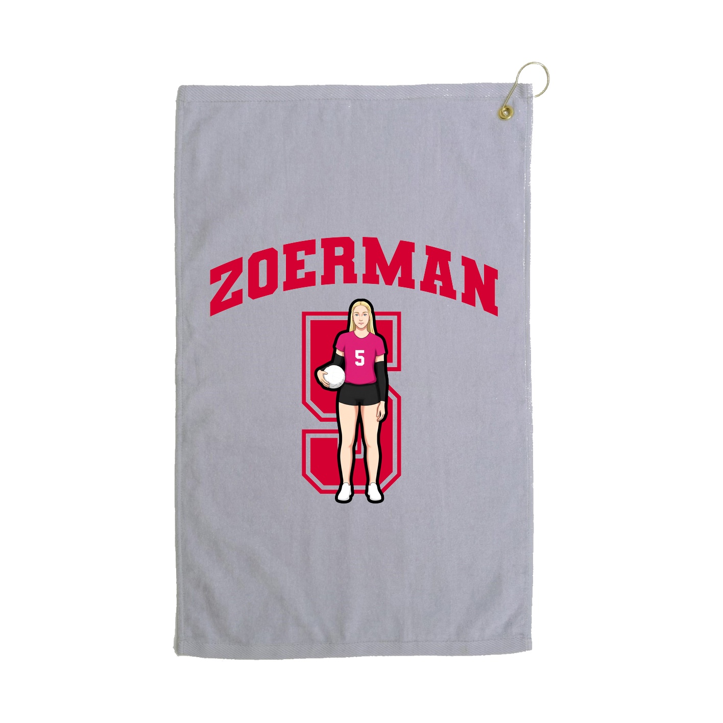 Golf Towel — Number in Grey