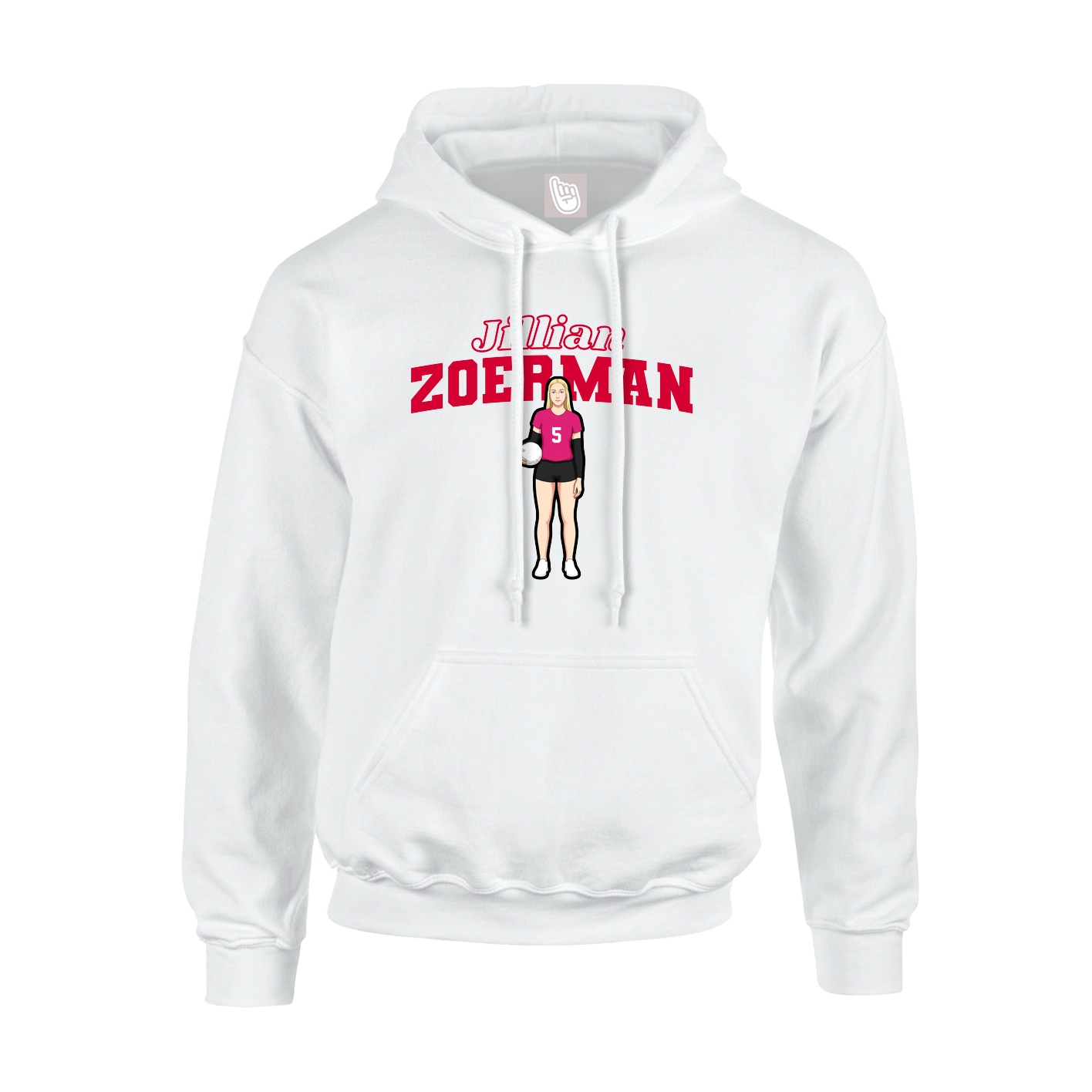 Youth Hoodie — Name Arch in White
