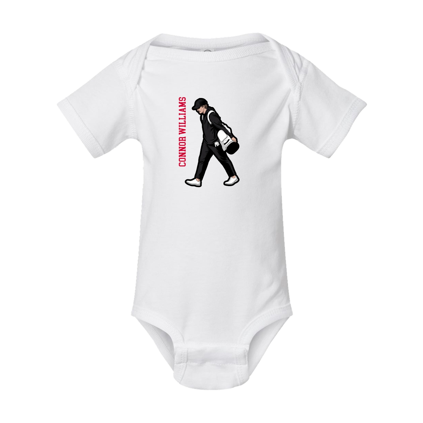 Baby Onesie — Name Vertical in White