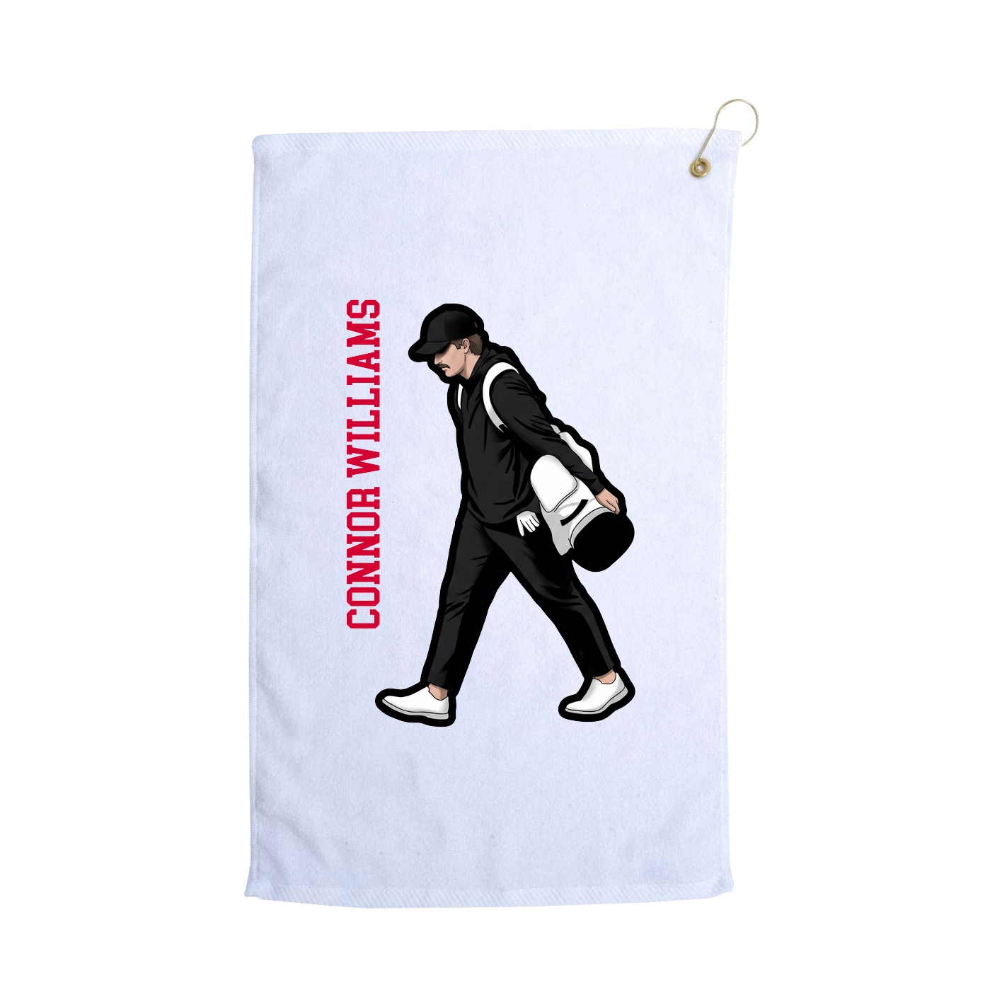 Golf Towel — Name Vertical in White