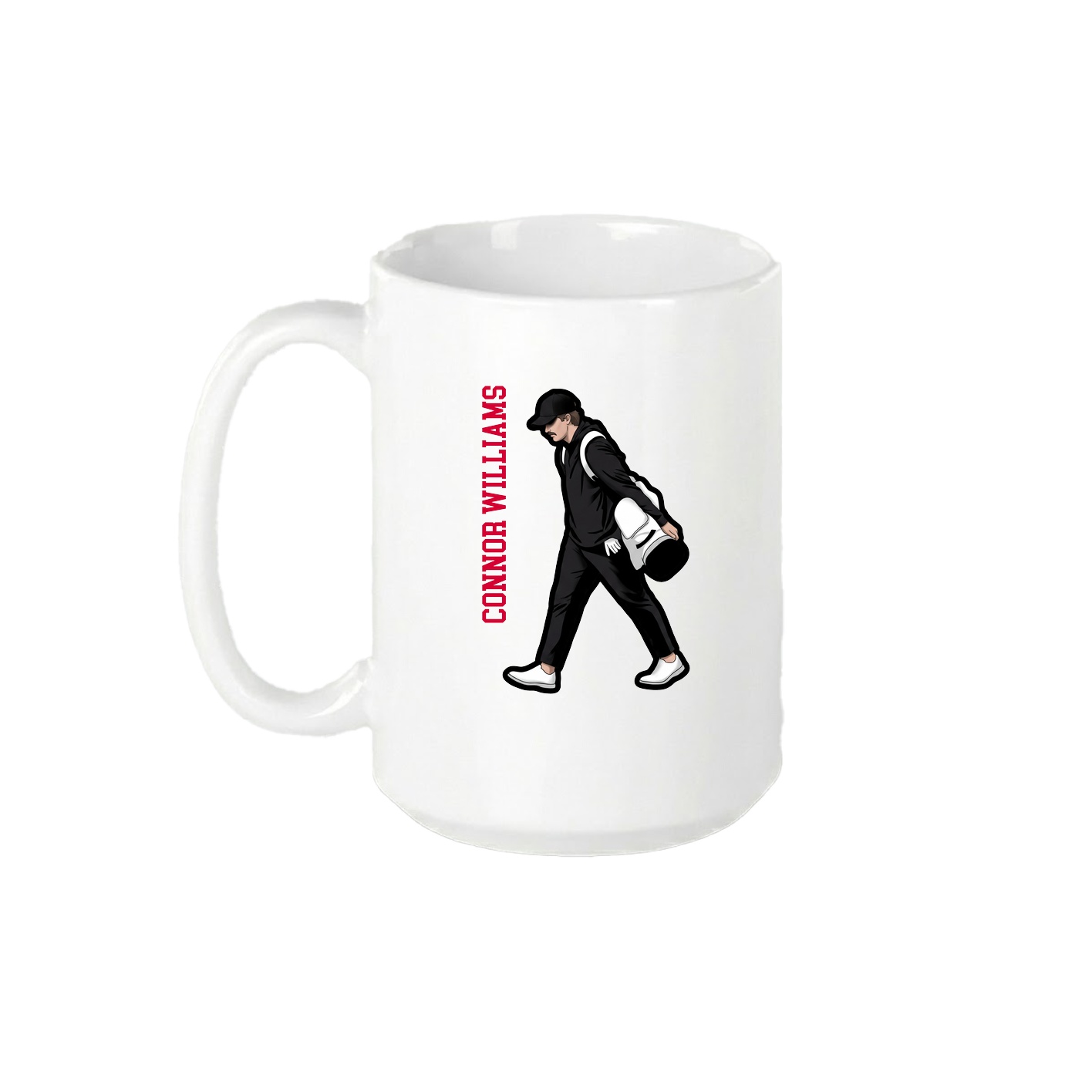 15oz Coffee Mug — Name Vertical in White