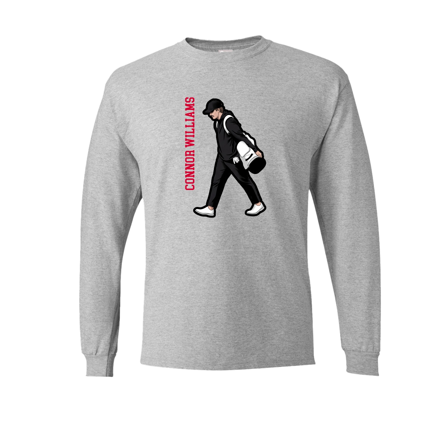 Long Sleeve Tee — Name Vertical in Grey