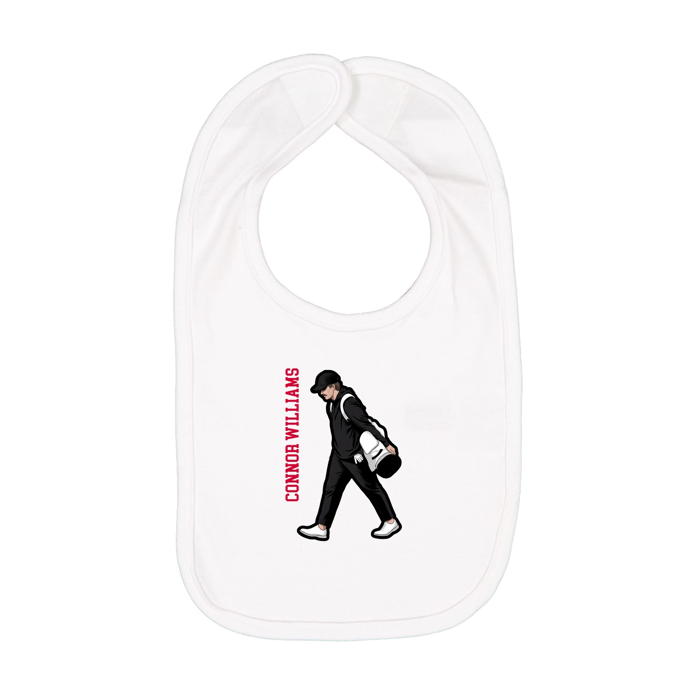 Infant Bib — Name Vertical in White