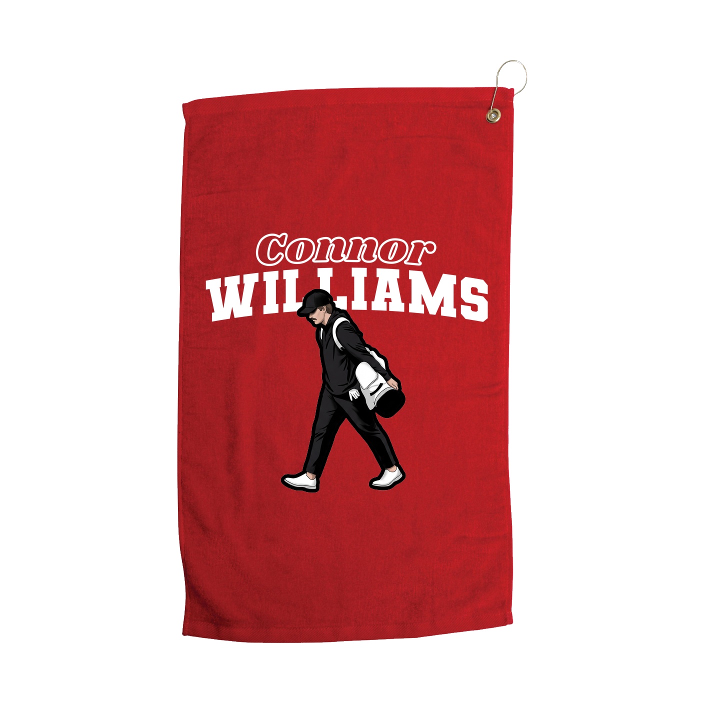 Golf Towel — Name Arch in Red