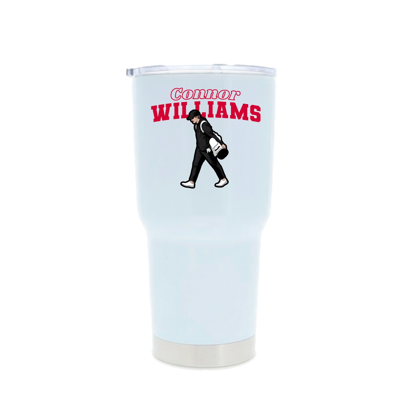 30oz Stainless Steel Tumbler — Name Arch in White