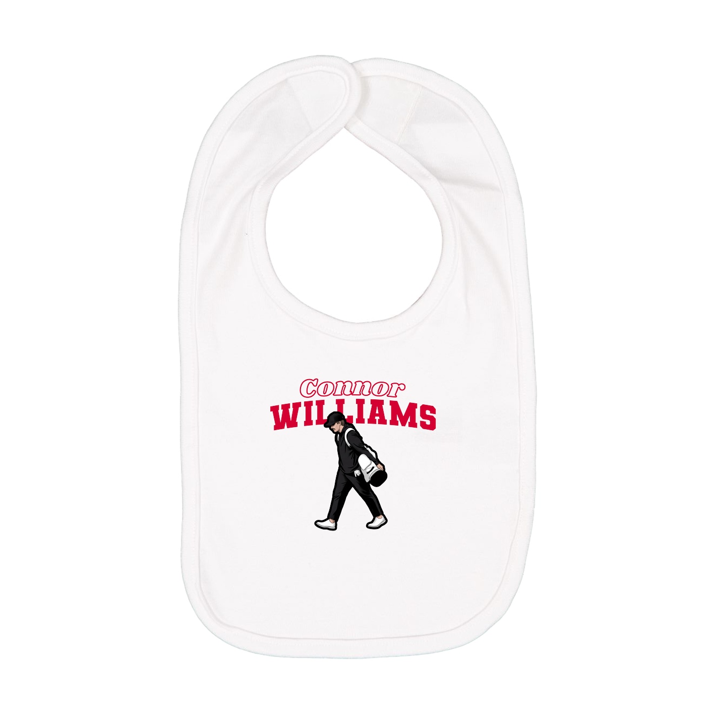 Infant Bib — Name Arch in White