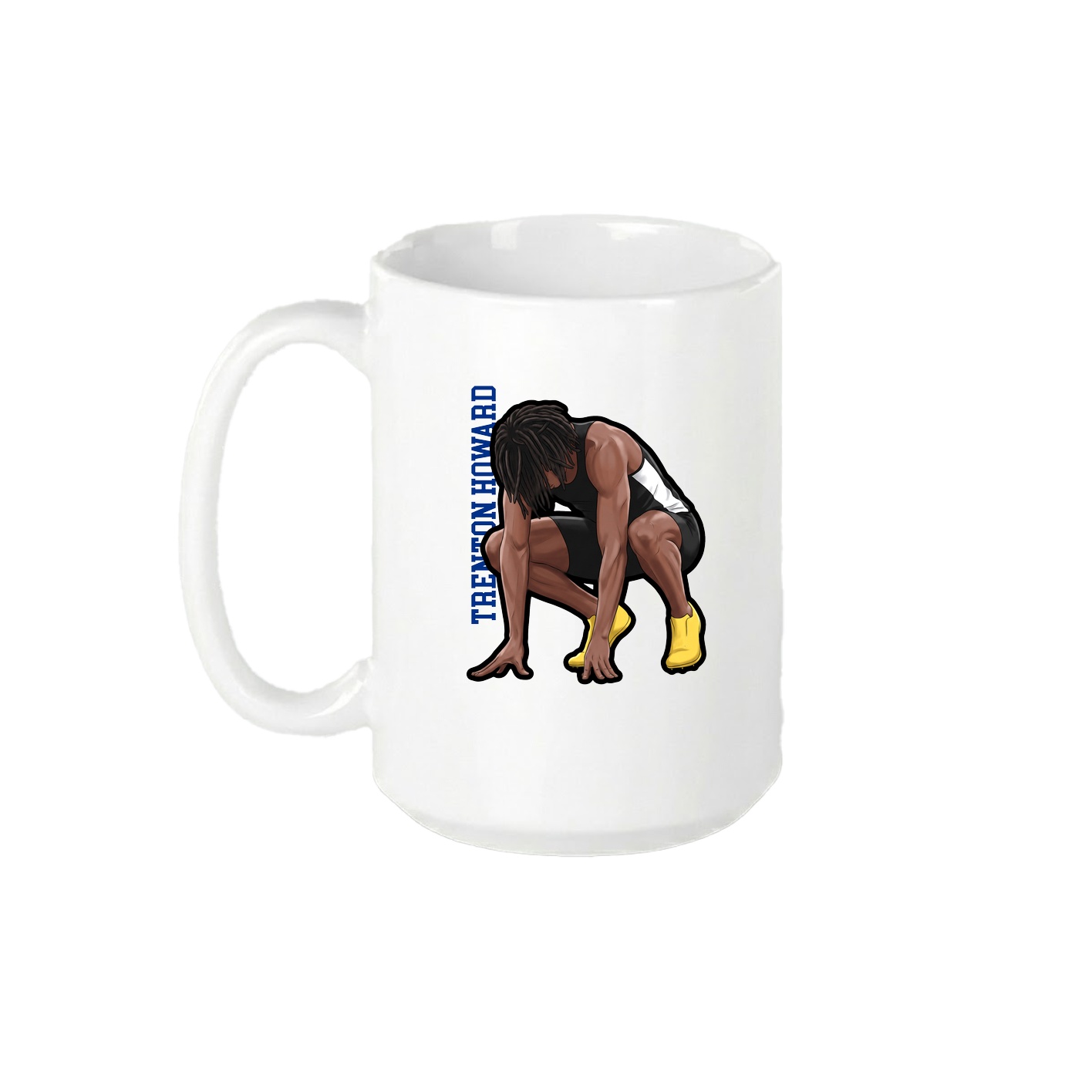15oz Coffee Mug — Name Vertical in White
