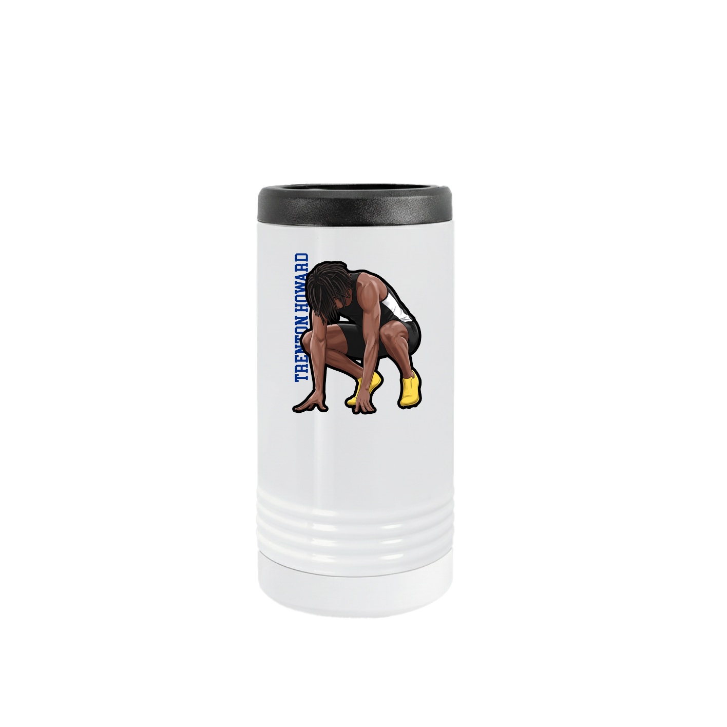 Slim Beverage Holder — Name Vertical in White