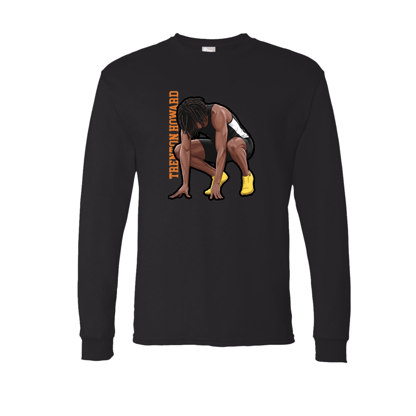 Long Sleeve Tee — Name Vertical in Black