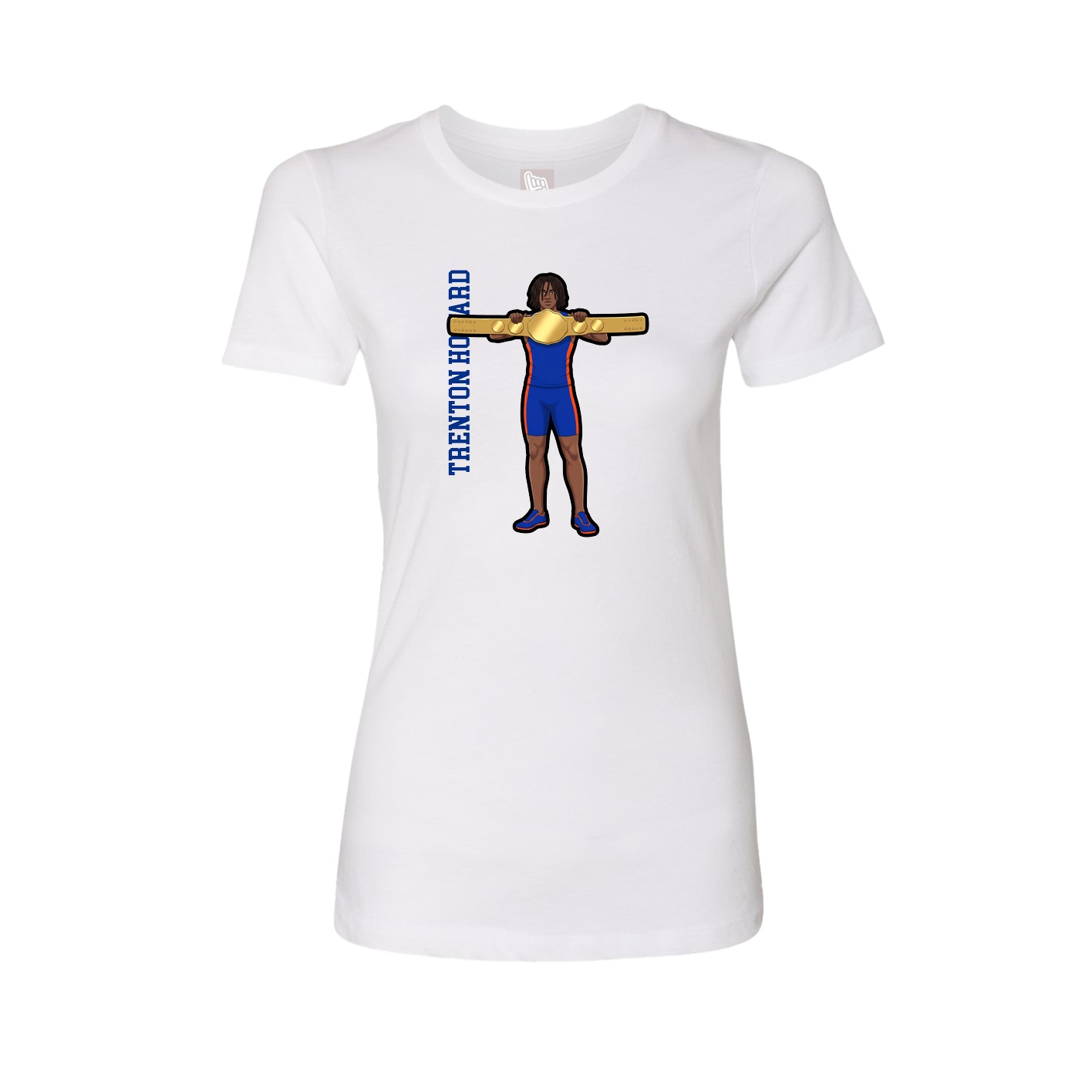 Fitted Women's Tee — Name Vertical in White