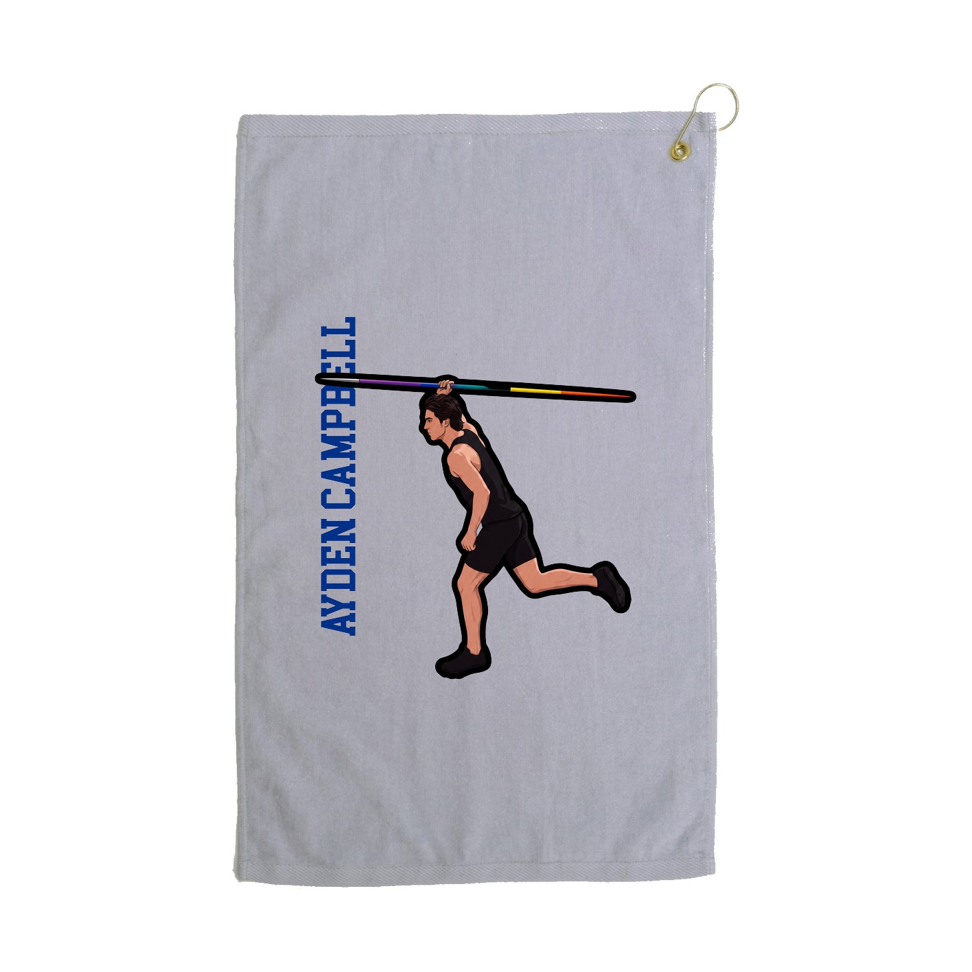Golf Towel — Name Vertical in Grey
