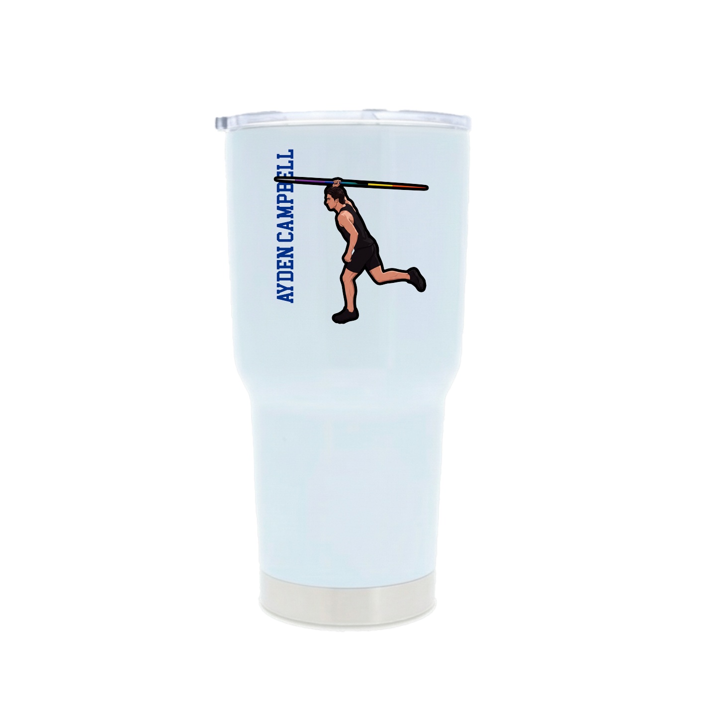 30oz Stainless Steel Tumbler — Name Vertical in White