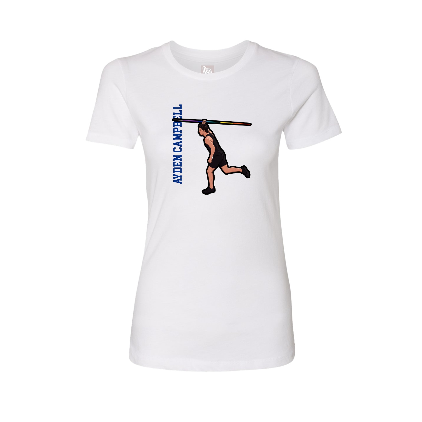 Fitted Women's Tee — Name Vertical in White
