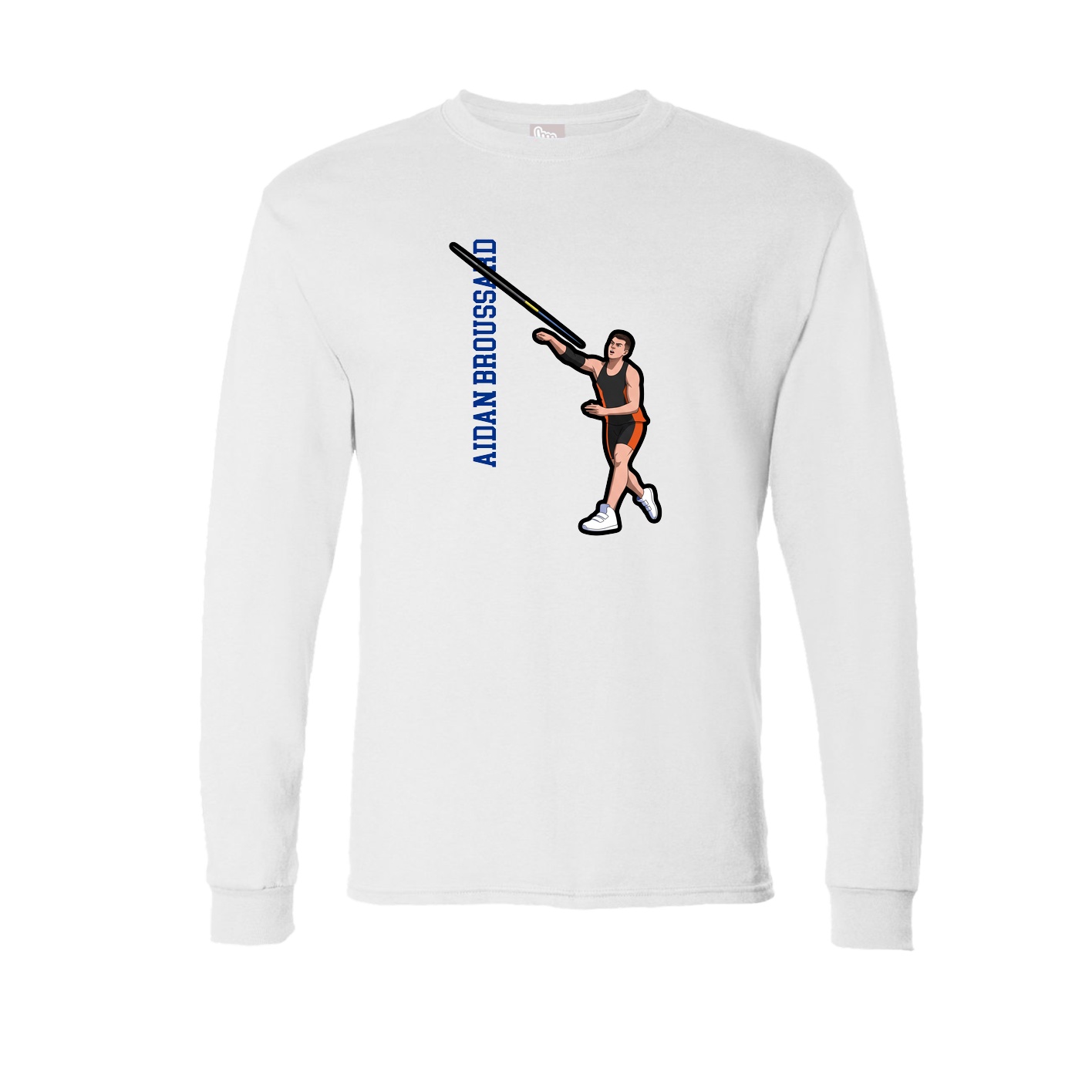 Long Sleeve Tee — Name Vertical in White