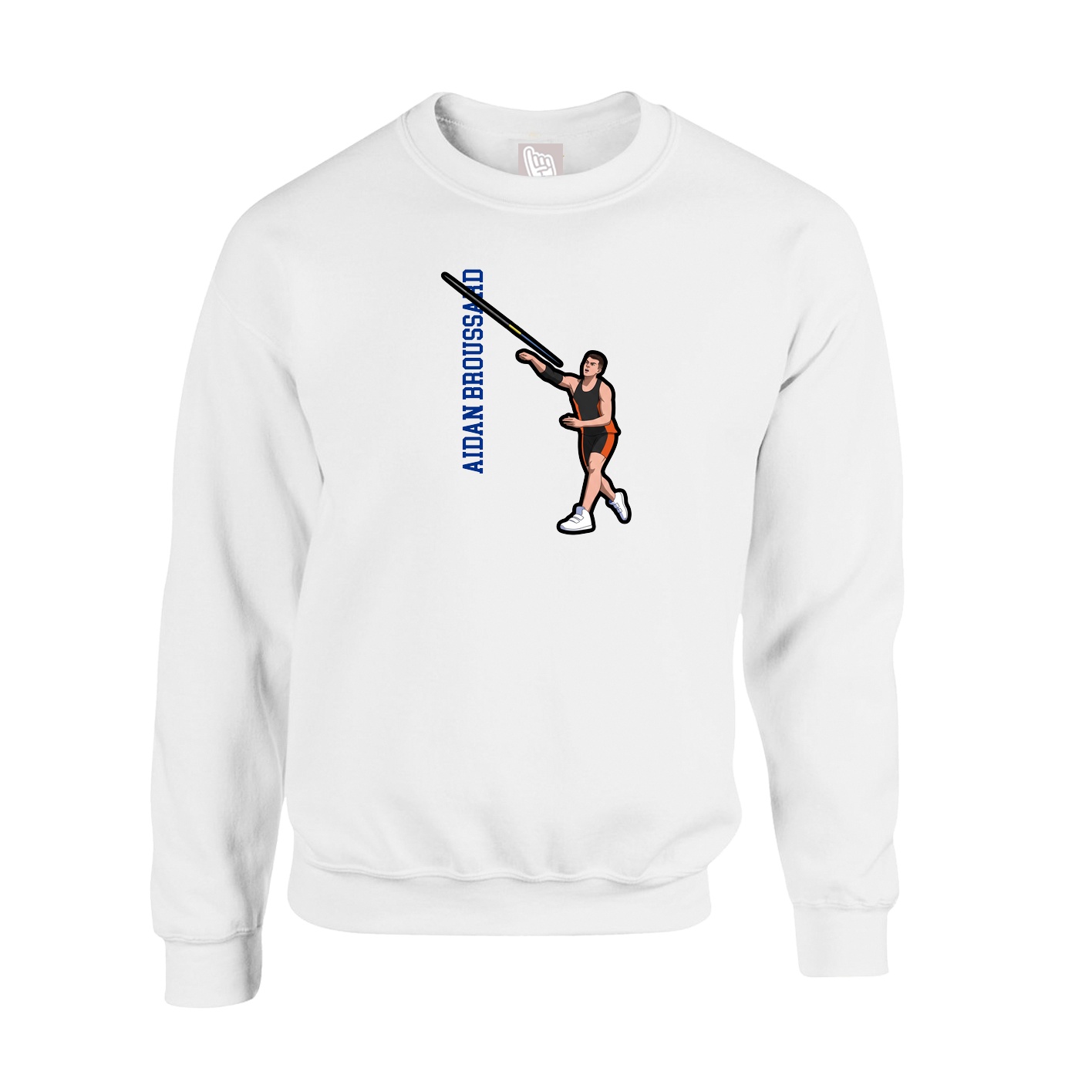 Fleece Crew — Name Vertical in White