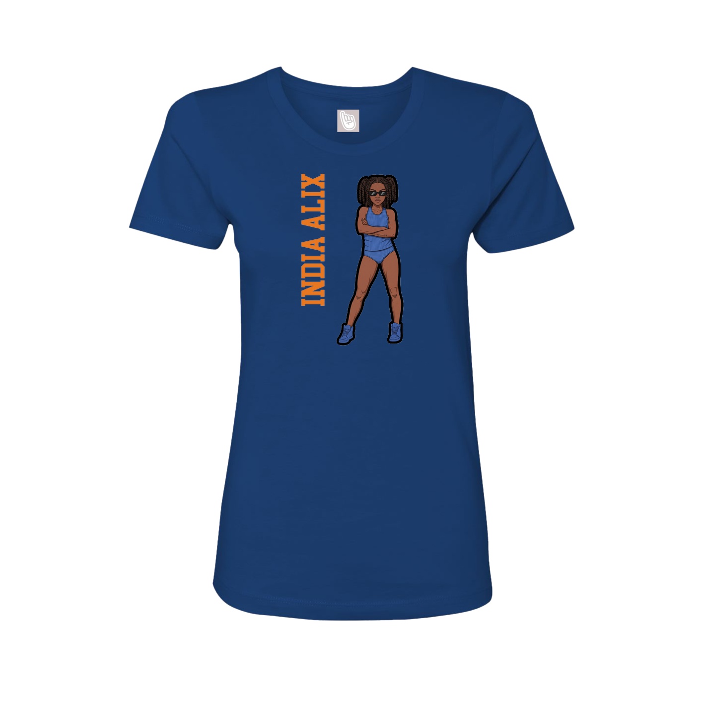 Fitted Women's Tee — Name Vertical in Royal